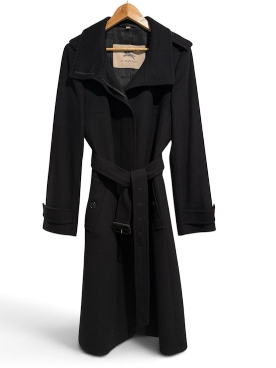 Burberry Jackets & Blazers - Burberry London Classic Black Wool / Cashmere Belted Trench Coat Size 12